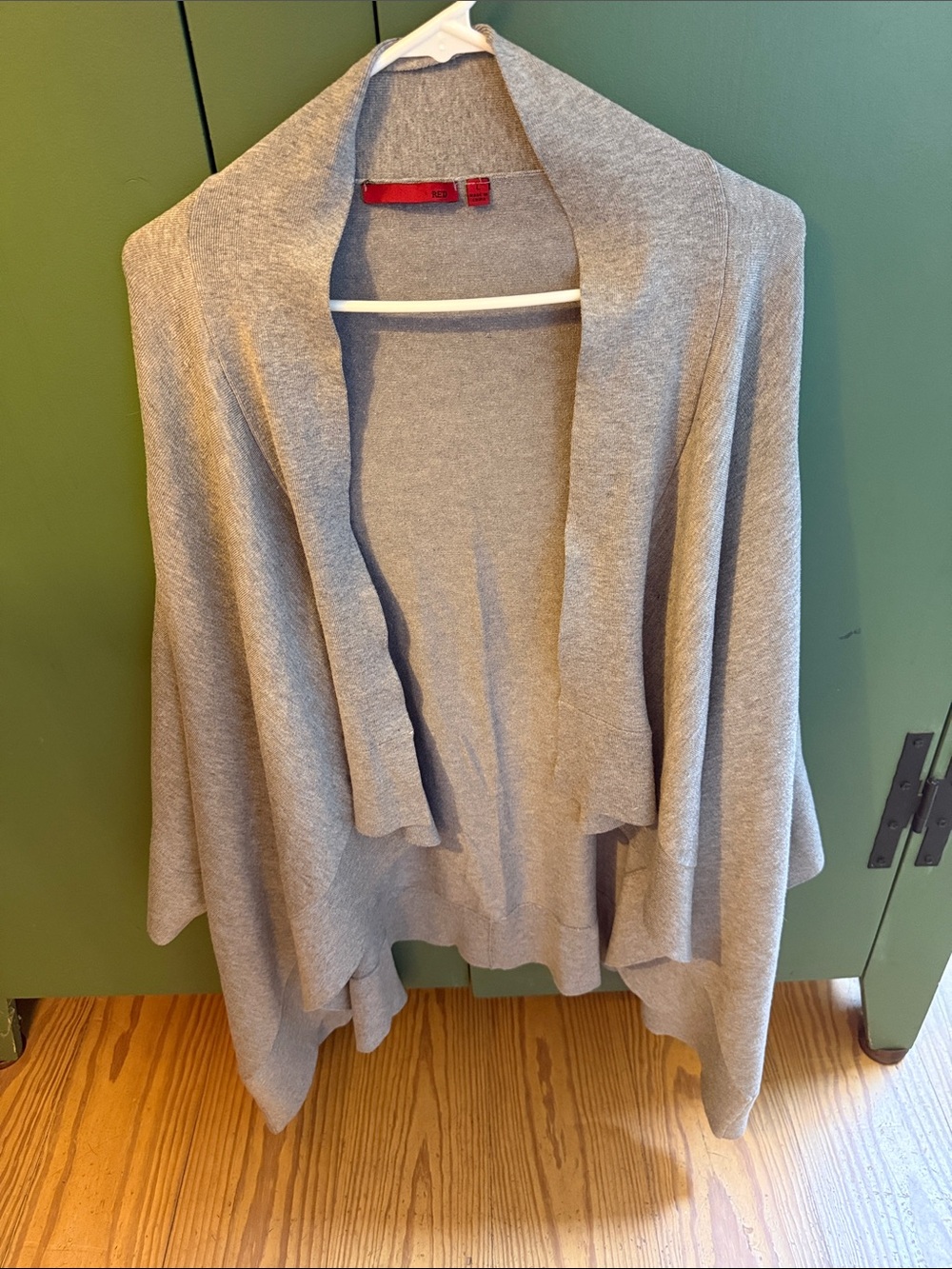 "Red" Gray Draped Open-Front Women's Poncho Cardigan